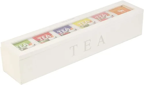 Miniatura 7 de AYNEFY Organizador de almacenamiento de caja de té, caja de almacenamiento de té con 5 ranuras, caja de almacenamiento de té, organizador de caja