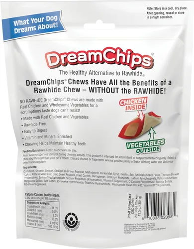 Miniatura 3 de DreamBone DreamChips - Masticables para perros sin cuero crudo hechos con pollo y verduras reales, 24
