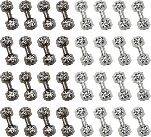 Honbay 50 dijes de aleación para mancuernas colgantes, mini, equipo de fitness, cuentas espaciadoras para aretes, collares, pulseras, llaveros,
