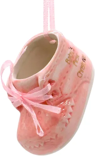 Miniatura 16 de Ganz Zapatos de bebé niña adornos personalizados rosa fechado 2023 botines de adorno de la primera Navidad para nuevos padres, nacimiento