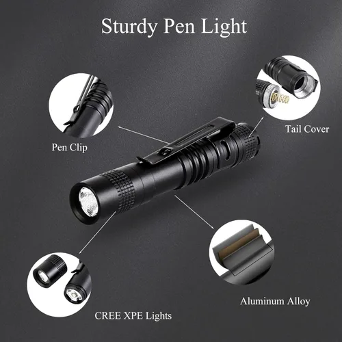 Miniatura 4 de Mini linterna, paquete de 3 linternas de bolsillo, linternas de luz para bolígrafo pequeño con clip, linternas portátiles con batería AAA, ideales