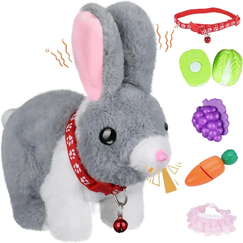 Jimate Lindo Conejo Saltarín de Peluche para Niños, Conejito de Peluche Interactivo con Saltos, Orejas que se Mueven, y Sonidos, Juguete de Conejo