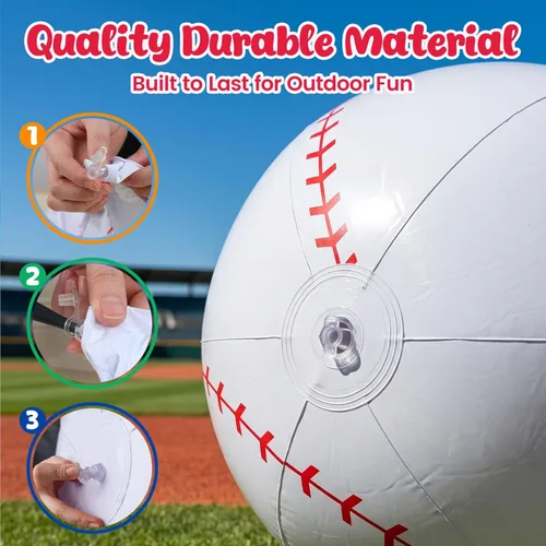 Miniatura 3 de Shindel Pelota inflable gigante de béisbol de 27 pulgadas, para decoraciones de fiestas temáticas de béisbol y decoración de cumpleaños, juguetes