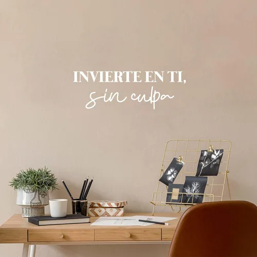 Miniatura 2 de Calcomanía de vinilo para pared, Invierte En Ti, Sin Culpa/Invest in You, Without Guilt - 8.5 x 25 pulgadas - Adhesivo positivo de moda con cita
