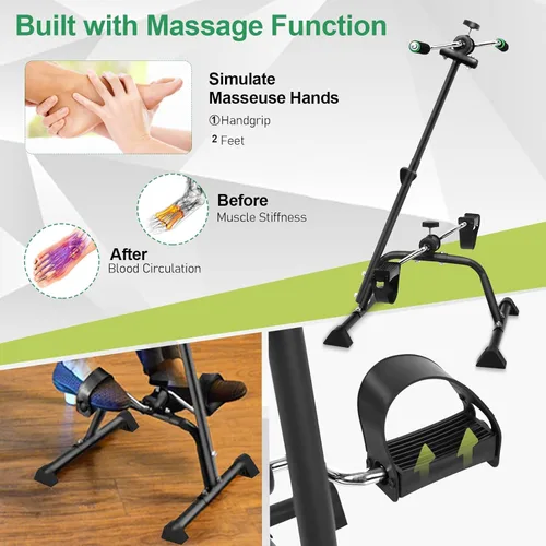 Miniatura 5 de Ejercitador de pedales, bicicleta, mano, brazo, pierna y rodilla, equipo de fitness ajustable para personas mayores, bicicleta de ejercicio