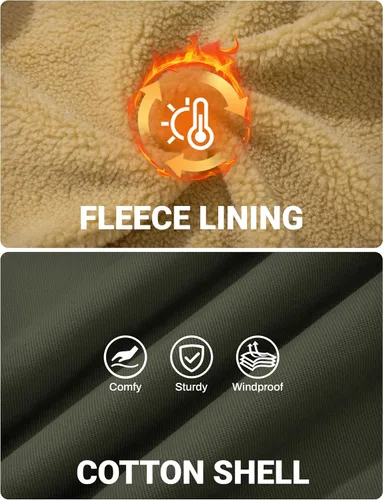 Miniatura 5 de MAGCOMSEN - Chaquetas de invierno para hombre, gruesas, con forro polar térmico, chaquetas forradas de algodón cálido tipo sherpa, con múltiples