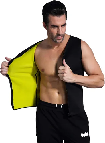 Miniatura 5 de Camiseta térmica para hombre, de neopreno, adelgazante, chaleco moldeador de cuerpo, entrenamiento, sudor, sauna, traje deportivo, quemador