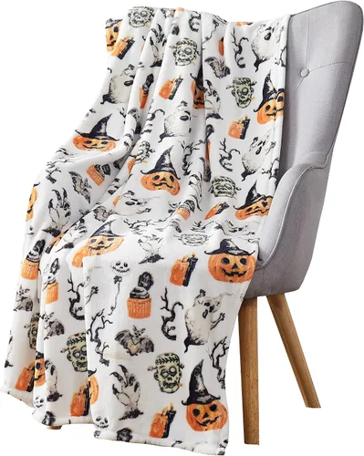 Miniatura 2 de GoodGram Mantas de gran tamaño con temática chic de otoño y Halloween, ultra suaves y afelpadas, estilos surtidos (fantasmas espeluznantes)