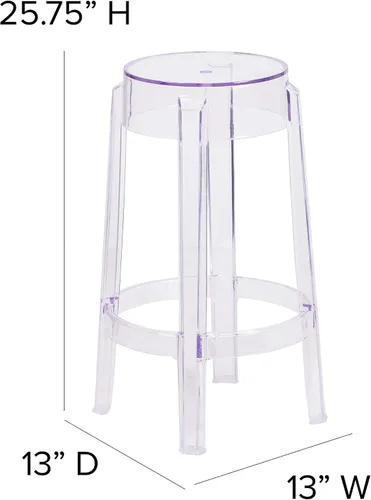 Miniatura 3 de Flash Furniture Taburete Laney de altura de mostrador transparente de 25.75 pulgadas