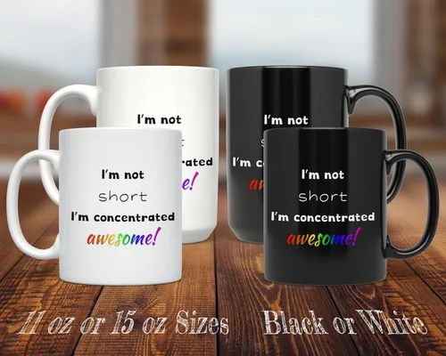 Miniatura 3 de PixiDoodle Funny Awesome - Taza de café para persona corta (11 onzas, negro)