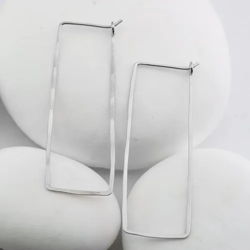 Miniatura 135 de Aretes de aro finos martillados, elegantes plata esterlina geométrica sólida, relleno de oro y relleno de oro rosa; para mujer por Lotus Stone