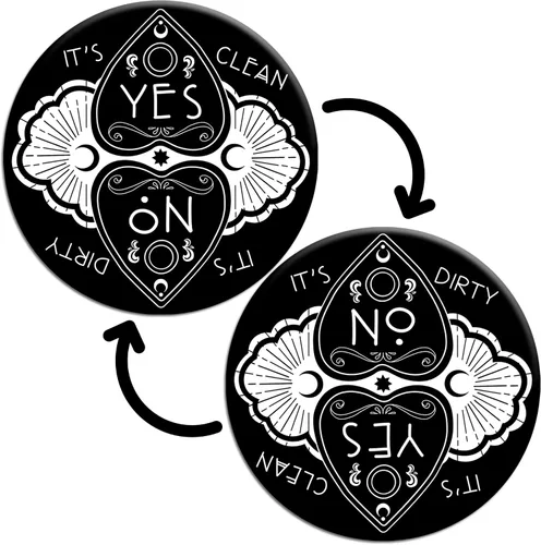 Imán gótico de tablero Ouija para lavavajillas – Letrero limpio y sucio para decoración de cocina de bruja, accesorios estéticos negros para hogar y