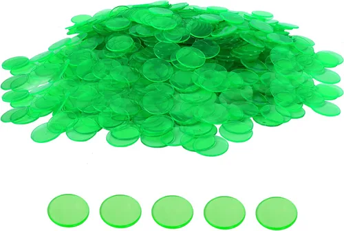 GSE Games & Sports Expert Chips de bingo verdes, 2,000 fichas de conteo transparentes de alto contraste de 3/4 pulgadas para juegos de bingo, fiestas