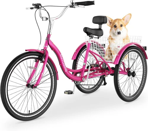 Miniatura 20 de NAIZEA Adult Tricycle, 7 Speed Three Wheel Cruiser Bike, 20/24/26 inch Adult Trikes 3 Wheel Bikes with Large Basket for Seniors, Adults, Women, Men