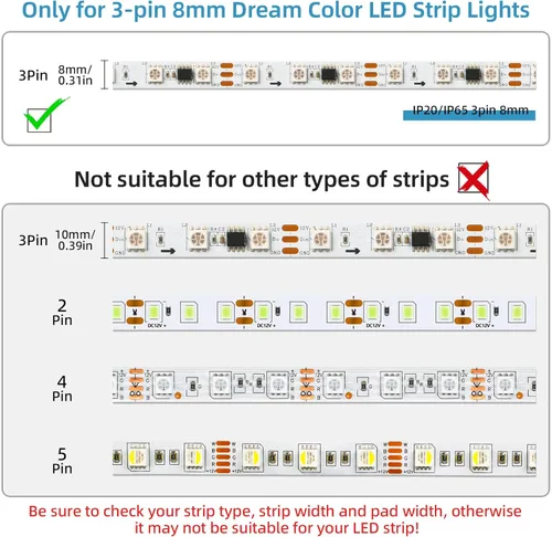 Miniatura 4 de RGBZONE 10 piezas 3 pines 8mm Conectores de tira LED Actualizados Conector rápido de tira a tira sin soldaduras y sin brechas para tira de luz LED
