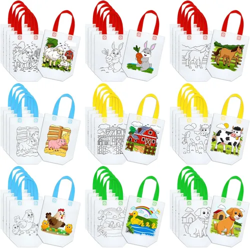 Miniatura 4 de Kacctyen 45 bolsas de regalo reutilizables para colorear para fiestas artísticas, bolsas de pintura para niños, temática de cumpleaños, haz tu