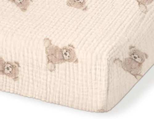 Miniatura 16 de Sábanas orgánicas para cuna de bebé de 33 x 17 pulgadas, 100% algodón de muselina para bebé, niña, niño, funda de colchón ajustable suave compatible