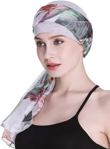 Miniatura 6 de Elegante gorro de quimioterapia con bufandas sedosas para mujeres con cáncer para pérdida de cabello