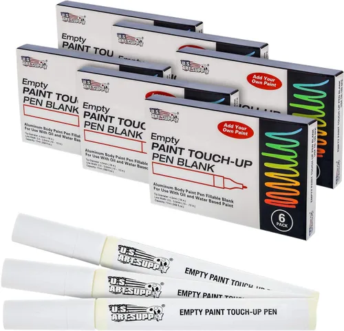 Miniatura 6 de U.S. Art Supply - Rotuladores de retoque de pintura en blanco vacíos (juego de 6) - Llena con tu propio arte Pintura acrílica a base de aceite