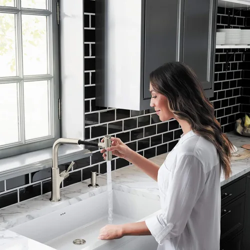 Miniatura 5 de hansgrohe Locarno 04855800 - Grifo de cocina de acero inoxidable con pulverizador extraíble, grifo para fregadero de cocina, óptica de acero