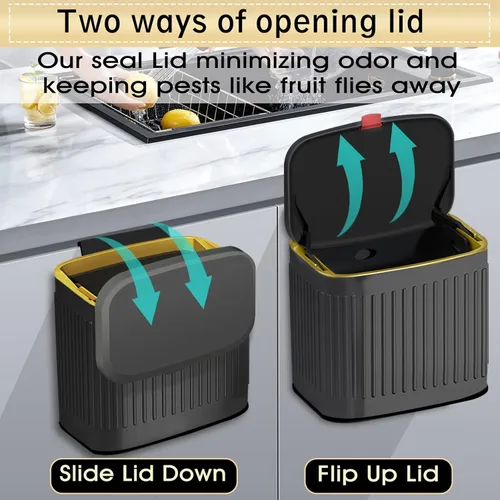 Miniatura 3 de Basurero de cocina para encimera o debajo del fregadero, cubo de compost pequeño de acero inoxidable de 1.05 galones, contenedor de compostaje