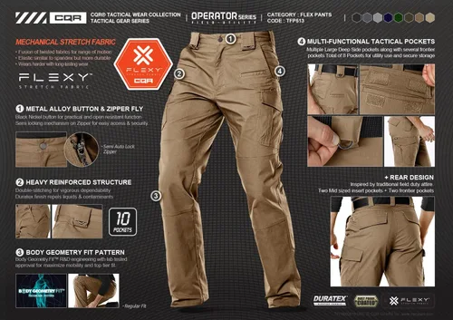 Miniatura 5 de CQR Men's Flex Stretch Tactical Pants, Water Resistant Ripstop Cargo Pants, Lightweight EDC Outdoor Hiking Work Pants