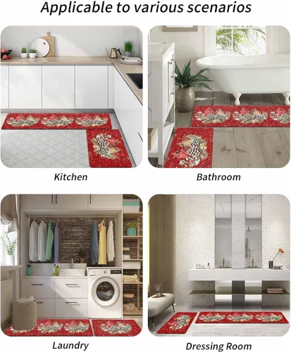 Miniatura 6 de Tapete de baño con diseño de pájaros de Navidad, antideslizante, de secado rápido y absorbente, tierra de diatomeas, para fregadero de cocina