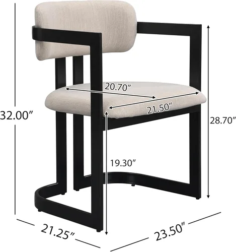 Miniatura 2 de Christopher Knight Home Auber - Juego de 2 sillas de comedor tapizadas modernas, juego de sillón de comedor tapizado de tela con marco de metal