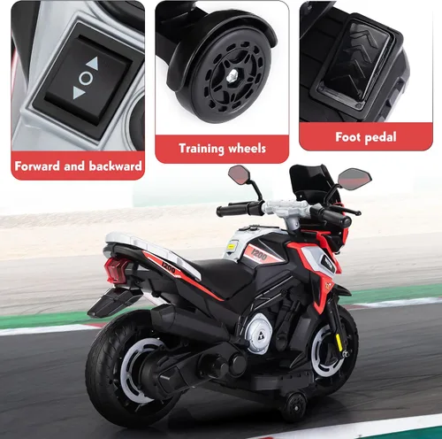 Miniatura 9 de TOBBI - Motocicleta para niños, eléctrica, estilo motocross, bicicleta para niños pequeños con ruedas de entrenamiento, juguetes de 12V, batería