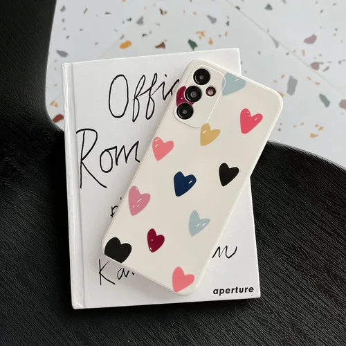 Miniatura 6 de Funda de teléfono con forma de corazón para Samsung Galaxy S25, linda funda de silicona femenina de silicona flexible con corazones kwaii, fundas