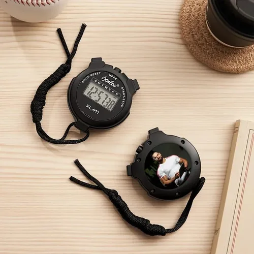 Miniatura 7 de Cronómetro digital personalizado con foto y texto, pantalla grande, funciones de regazo y división, calendario de reloj, alarma - Cronómetro