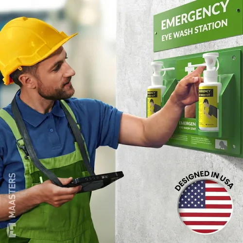 Miniatura 2 de MAASTERS Estación de lavado de ojos portátil sin BPA compatible con OSHA - Kit de lavado de ojos de primeros auxilios montado en la pared con espejo