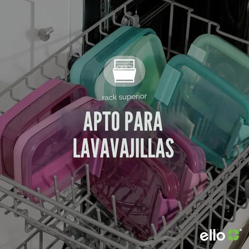 Miniatura 5 de Ello Juego de 2 contenedores de almacenamiento de alimentos de plástico para lonchera, tipo Bento, con tapas de plástico herméticas, a prueba