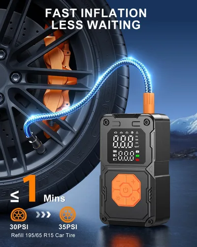 Miniatura 2 de Inflador de neumáticos, compresor de aire portátil, bomba de aire inalámbrica de 150 PSI para neumáticos de automóvil, bomba de neumáticos