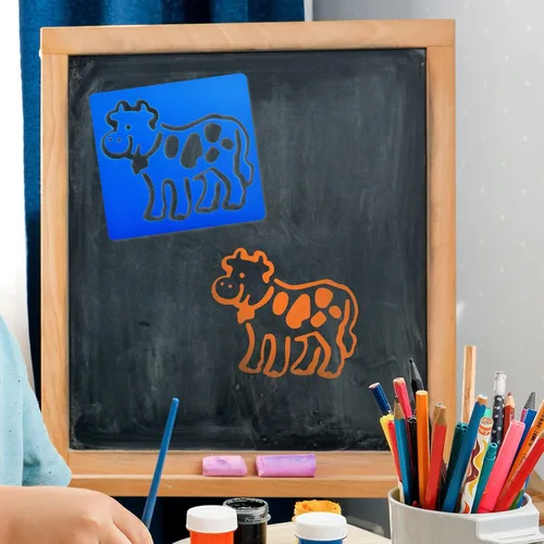 Miniatura 7 de 24 plantillas para niños, plantillas de dibujo de tiza de 5.9 x 5.5 pulgadas, plantilla grande lavable con forma primaria con temática de animales