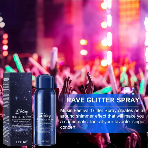 Miniatura 2 de Lezero Spray de Purpurina Corporal, Spray Brillante Temporal para Cara, Cabello, Ropa, Niebla Brillante de Larga Duración y Secado Rápido