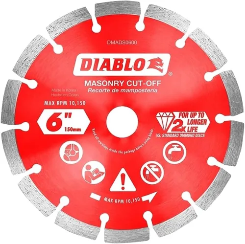 Miniatura 3 de Diablo Disco de corte de mampostería segmentado de diamante, cortes rápidos, larga vida en hormigón y ladrillo, 6 pulgadas de diámetro, eje DM 7/8