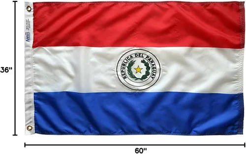 Miniatura 5 de Annin Flagmakers Modelo 196612 Bandera de Paraguay fabricada en Estados Unidos según especificaciones de diseño oficiales de las Naciones Unidas, 3