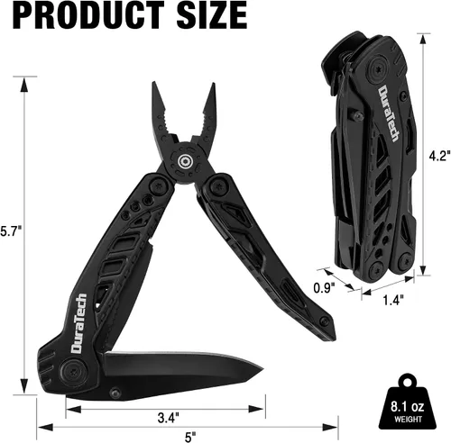 Miniatura 2 de DURATECH Cuchillo multiherramienta 11 en 1, regalo para hombres, papá, cuchillo de bolsillo multiherramienta de acero inoxidable con hoja grande