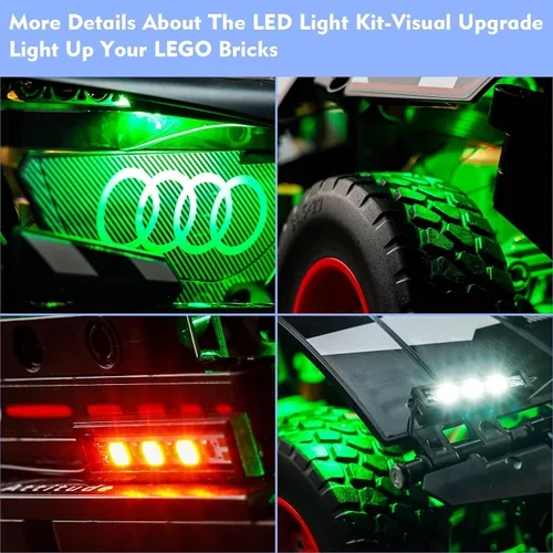 Miniatura 2 de LocoLee Kit de luces LED compatible con LEGO Audi RS Q e-tron 42160, 2023 control remoto mejorado juego de iluminación creativa accesorios