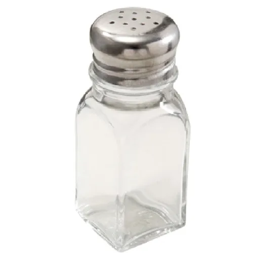Miniatura 2 de Culinary Depot Salero y pimentero de cristal, juego de 2 tapas de acero inoxidable, 2 onzas