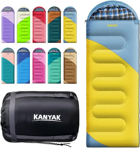 Saco de dormir de campamento, sacos de dormir de 32 ℉ para adultos, niños, adolescentes, clima frío, cálido saco de dormir de invierno para 3-4