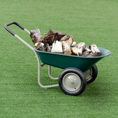 Miniatura 2 de Carro de jardín de doble carretilla para exteriores, marco de acero resistente, adecuado para patio, almacén y granja