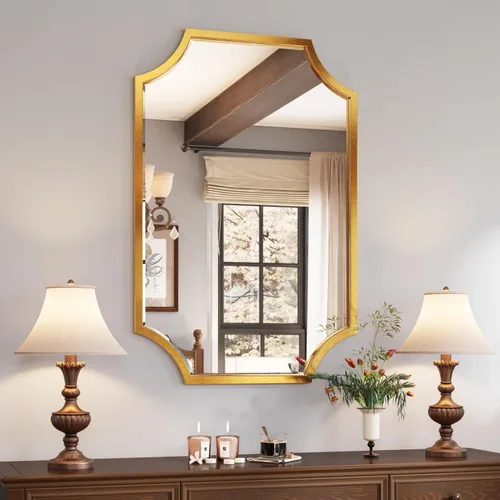 Miniatura 11 de Kelly Miller Espejo de baño negro festoneado para pared, espejo negro de 24 x 36 pulgadas, espejo decorativo de pared con marco biselado para baño