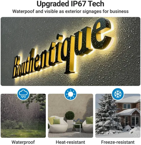 Miniatura 3 de Letreros de canal retroiluminados LED personalizados para negocios, letras de canal invertido personalizadas en 3D, letreros de logotipo de negocios