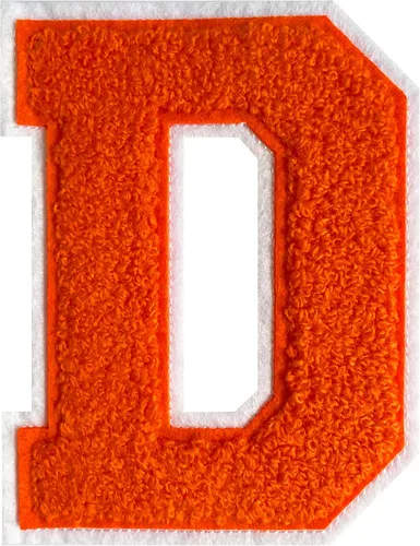 Miniatura 24 de Parche de letras de felpilla naranja de 4.5 pulgadas, alfabeto universitario para planchar y coser para chaquetas, sudaderas, camisetas, jeans