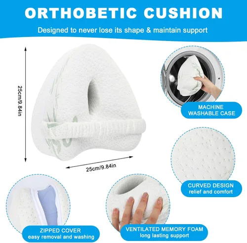 Miniatura 5 de Almohada de rodilla para personas que duermen de lado, almohada de contorno en forma de corazón con soporte de alineación de columna vertebral