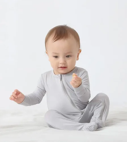 Miniatura 2 de Pijama de viscosa de bambú con pies para bebé, mameluco de manga larga de una pieza, pijama Sleep 'N Play, 0-24 meses