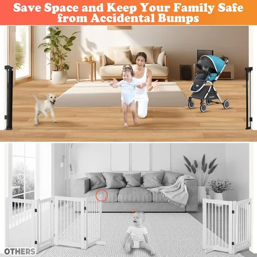 Miniatura 5 de Puertas retráctiles para bebés de 19.7 pies Puerta para perros - 236" Puerta de seguridad infantil extra ancha expandible, 37" de alto Puerta