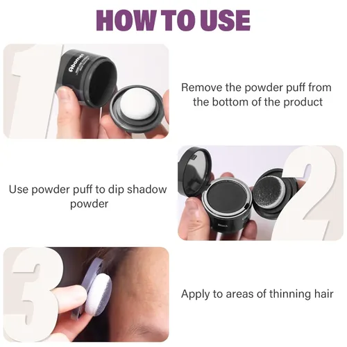 Miniatura 6 de Abomet Polvo Capilar Oculta Instantáneamente la Pérdida de Cabello, Polvo de Color de Cabello para Retoque de Raíces, Complementos Capilares